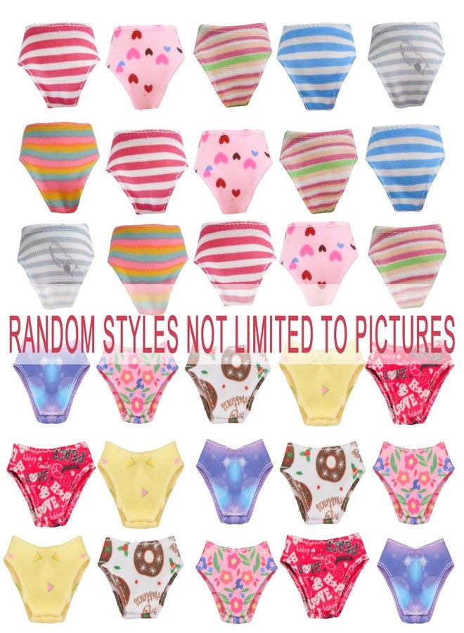 MLcnleS Colorful Doll Underwear Clothes Fits 11.5 Inch Dolls - Striped Flower Solid Color Random Pattern Elastic Doll Accessories 30 Piece - Image 2